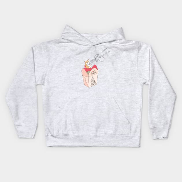 Corgi Noodles Kids Hoodie by SuperrSunday